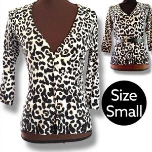 women Sweater, Cheetah/leopard Print, Black/White, White House Black Market Sz S